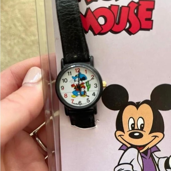 Vtg  80s Walt Disney Apollo Mickey Mouse Watch Boxed Cowboy Cactus - Picture 6 of 6